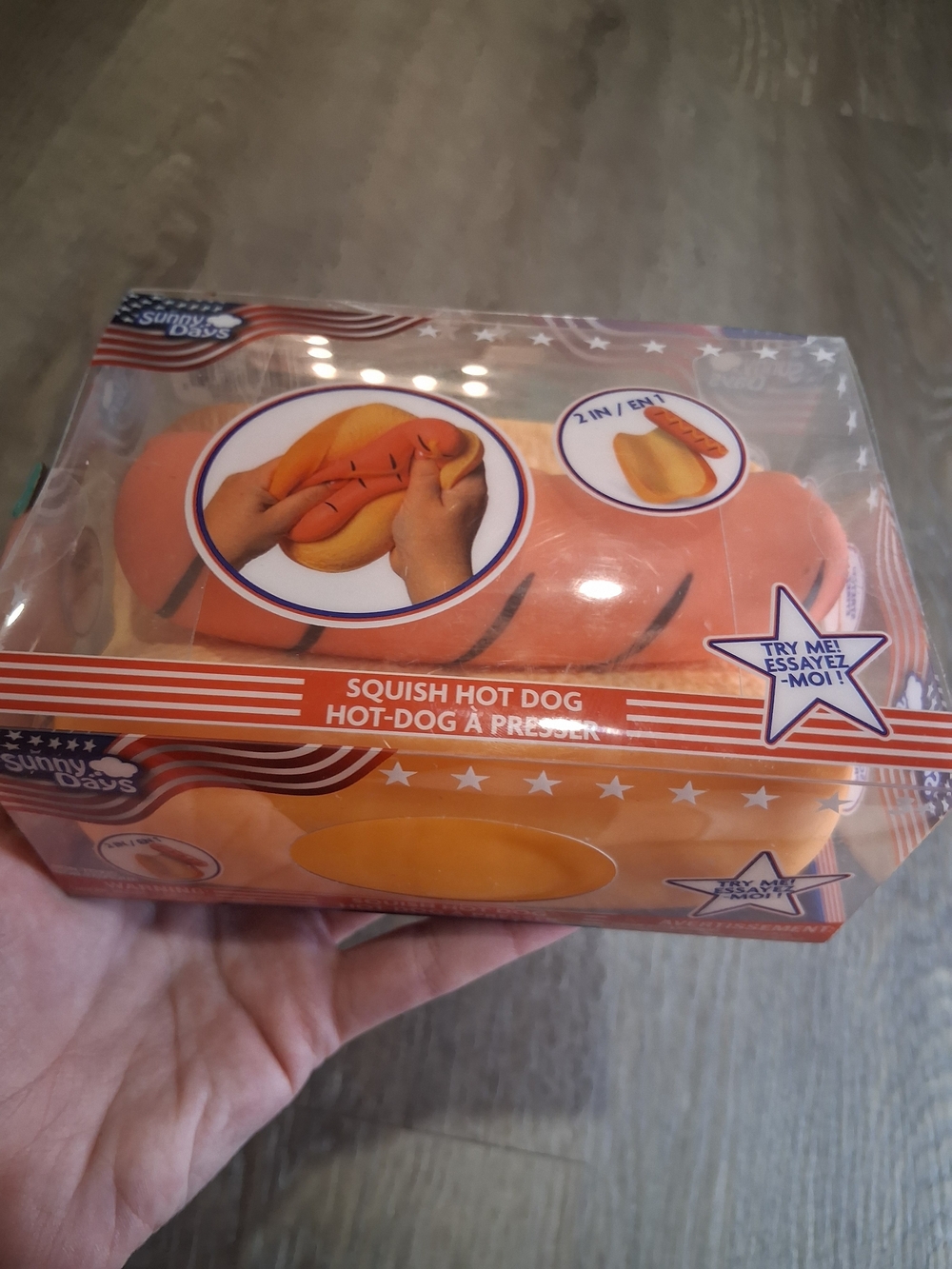 Squishy hot dog toy.